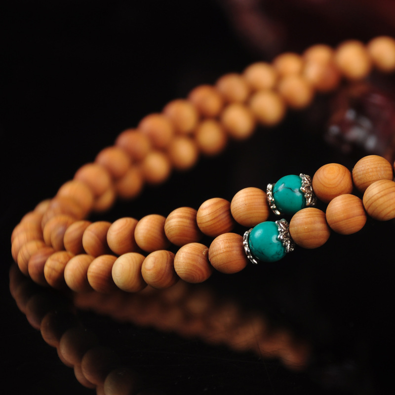 千年老料 批发太行崖柏素珠 0.8*108颗高油性 清香药味 带配饰款