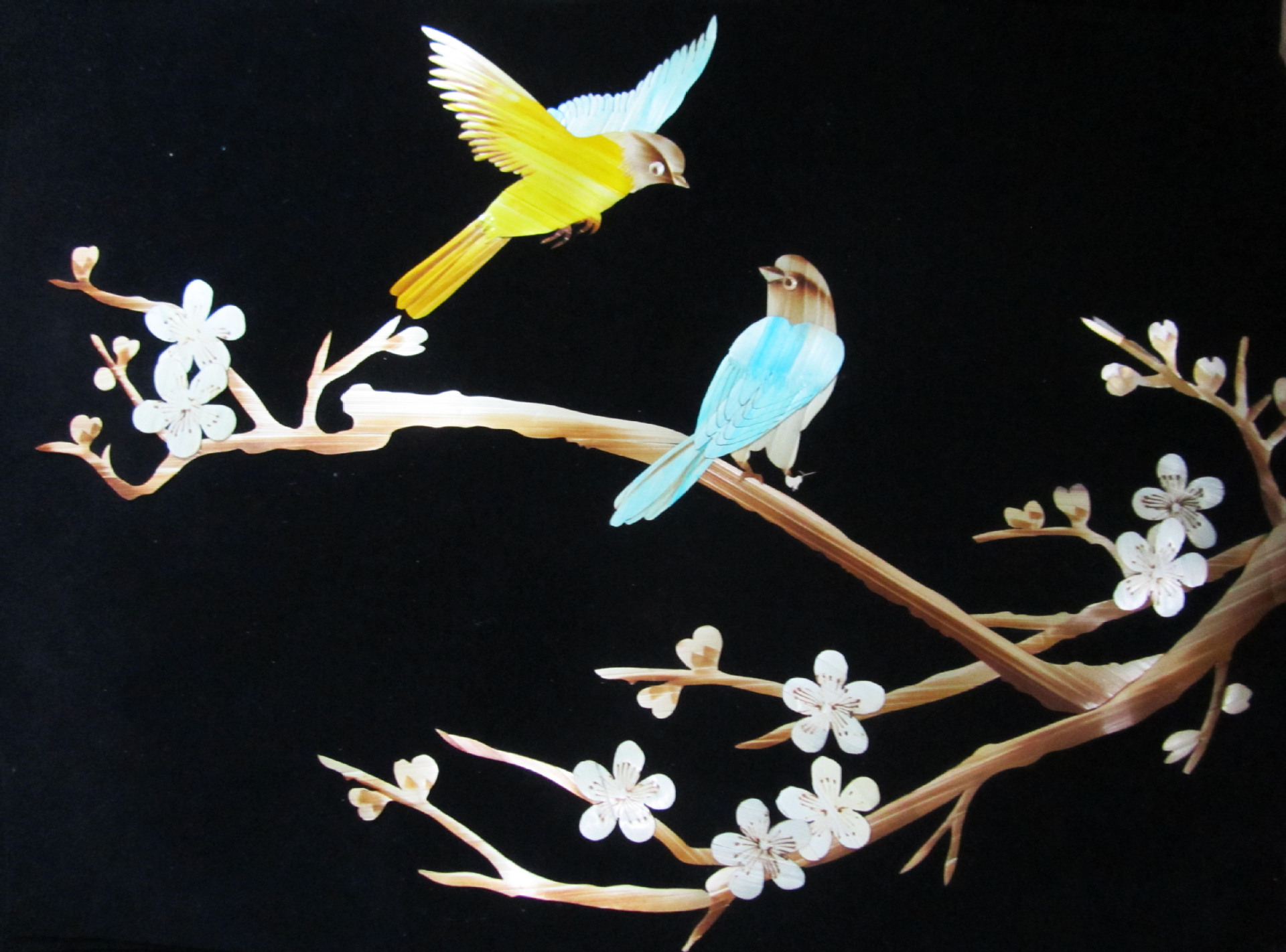 供应民间手工艺品 麦秆画 芦苇装饰画 孔雀图案 定制批发