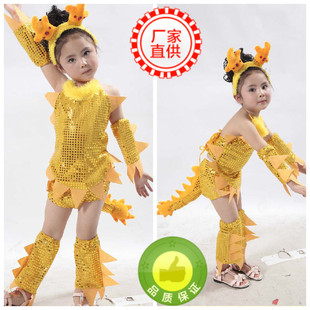 新品六一儿童舞蹈服 男女童小龙人表演服装 幼儿卡通动物演出服