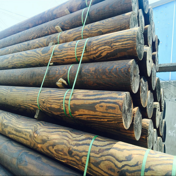 碳化木仿古圆木柱子户外防腐木木屋板材主梁防腐木实木圆柱