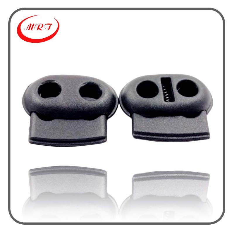 生产双孔塑料猪鼻弹簧扣 弹簧绳扣 尼龙绳扣黑色透明环保定做