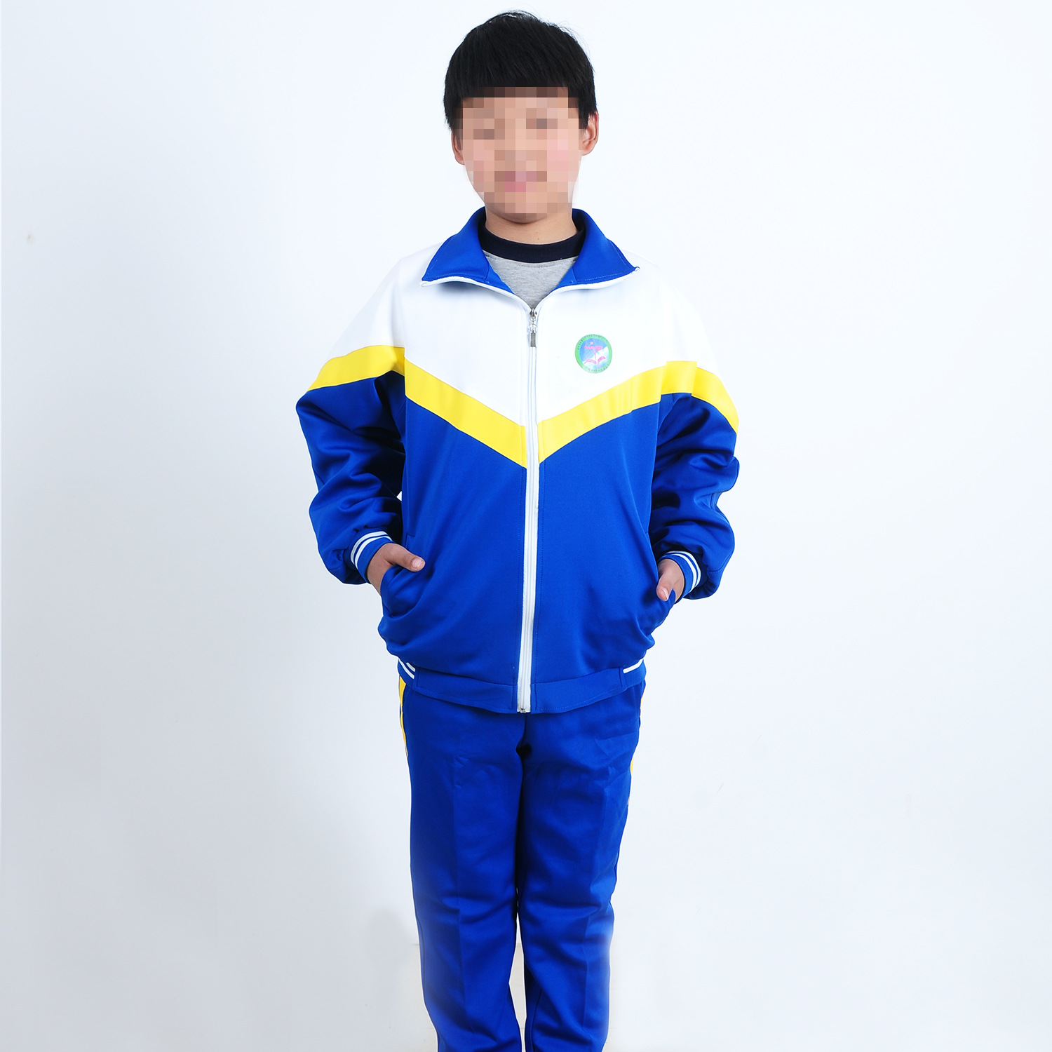 厂家直销金光绒中小学运动校服里料网眼校服长裤春秋长袖套装