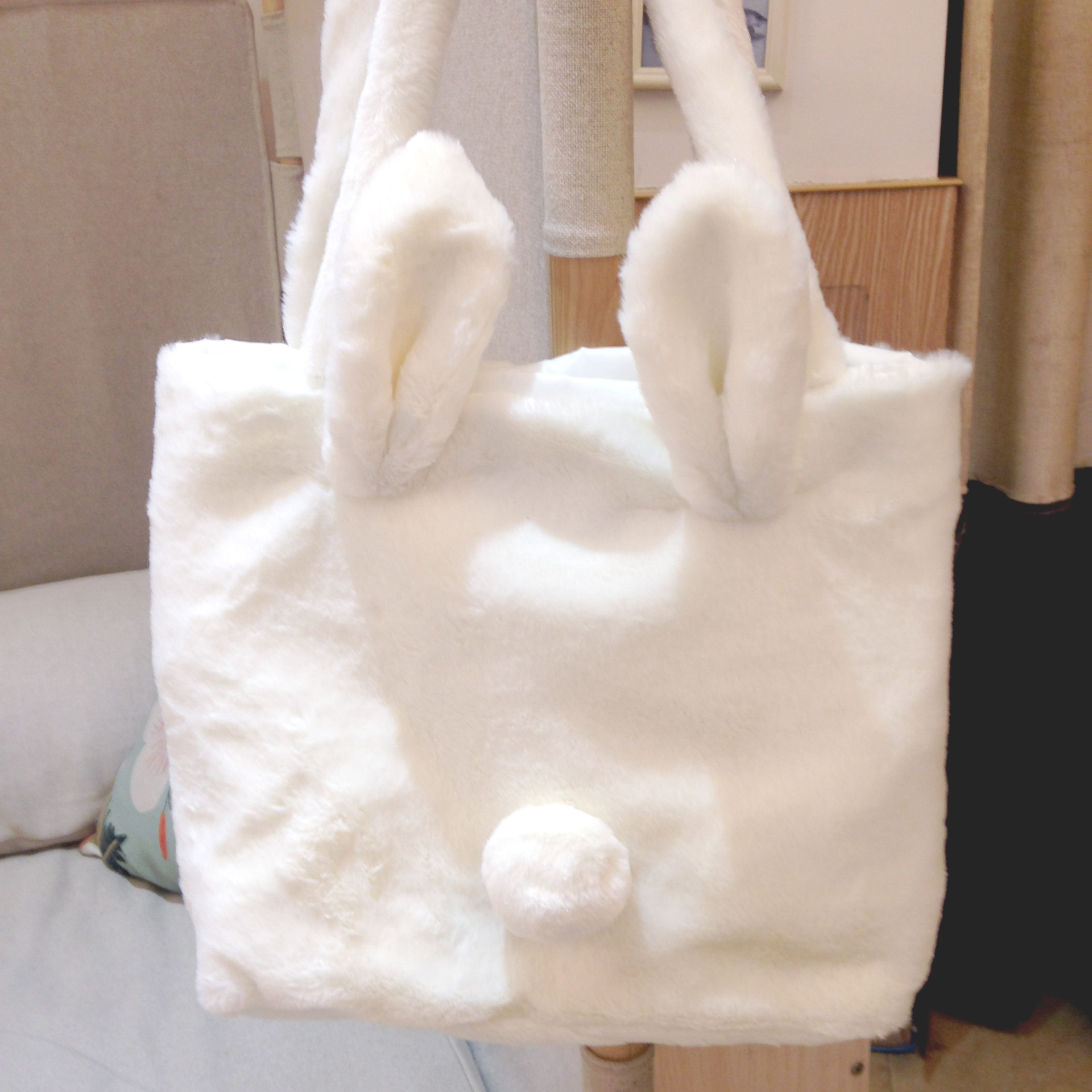 日本林小宅同款可爱少女心立体兔子耳朵单肩毛绒包手提包女