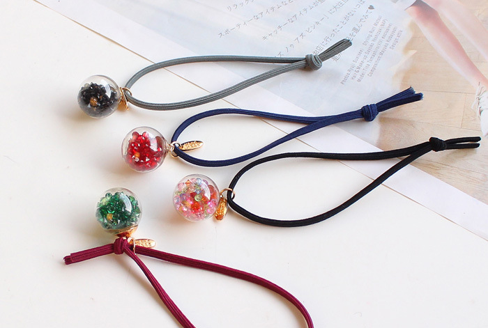 韩国进口水钻玻璃球发圈头绳日韩版打结皮筋扎头发绳头饰发饰批发