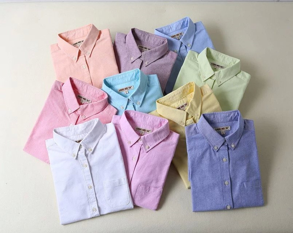 牛津纺修身长袖衬衫图片