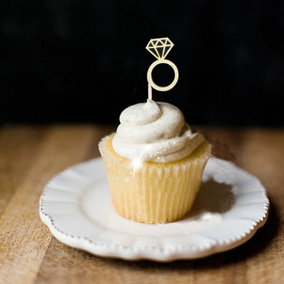 璀璨钻戒蛋糕插牌十个装,闪金钻戒/甜品插签/甜品台装饰