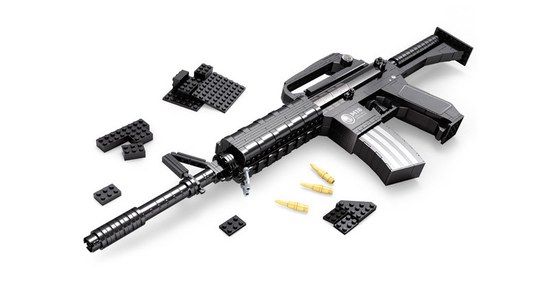 奥斯尼22607 军事枪械模型积木名枪系列突击步枪m16科教积木玩具