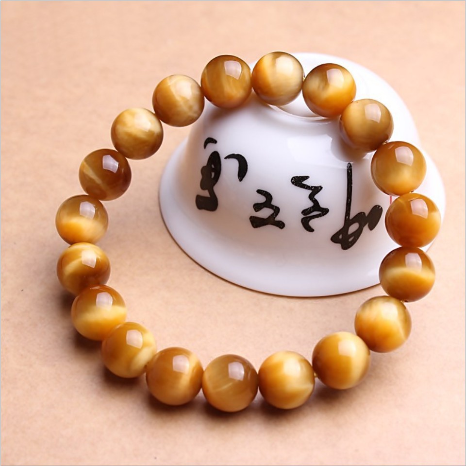 天然冰种黄虎晶石手链批发 5a虎睛石金色猫眼石水晶饰品男款