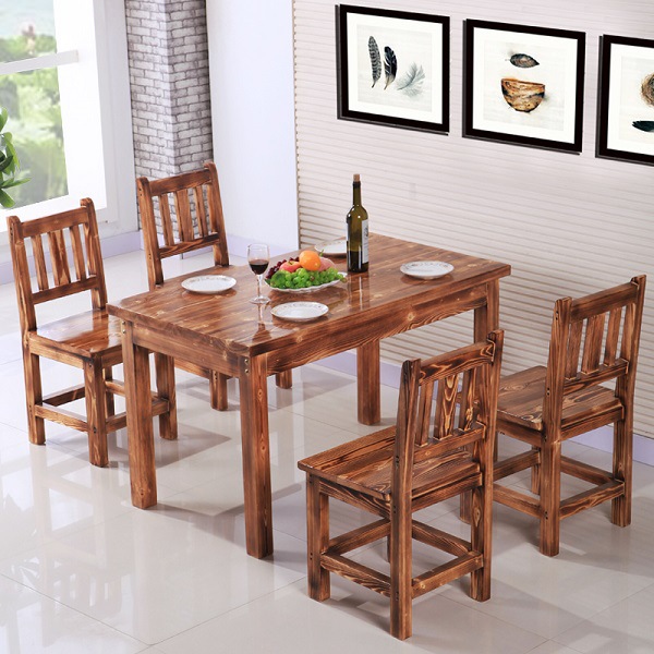 快餐桌椅批发饭店实木餐桌椅组合面馆饭桌小户型餐桌阳台中式