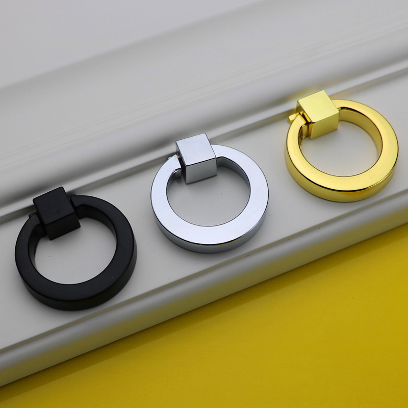 批发环形衣柜抽屉拉环 橱柜鞋柜吊环拉手 锌合金把手 金/银/黑色