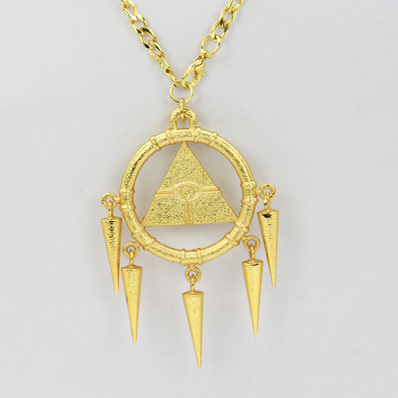 周边游戏王升级版磨砂黄金项链挂件游戏王千年积木智慧轮饰品挂扣