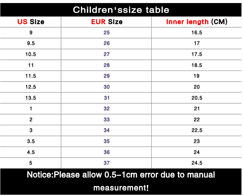 童鞋尺码对照表
