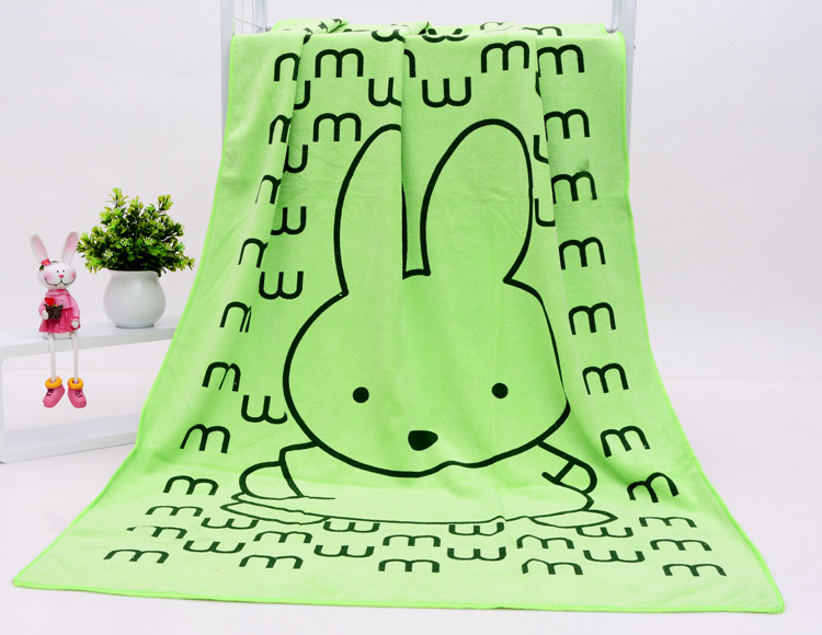 2016上新超细纤维浴巾卡通m兔花型 高阳毛巾厂家批发柔软吸水浴巾
