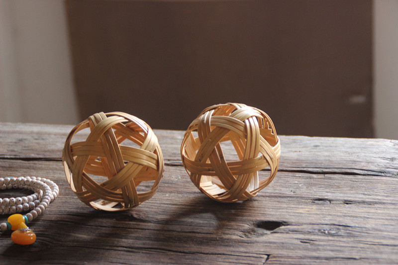 手工编织小竹球 竹编家居摆件 竹编摄影道具 竹宠物玩具