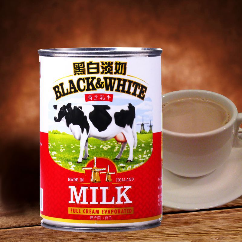 【荷兰】黑白淡奶(全脂淡炼乳)410g 奶茶牛奶 乳制品 烘焙原料