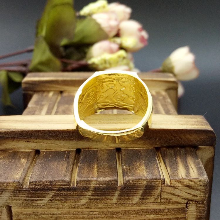 生产批发镀金手饰 富贵发字男士戒指镀金戒指 摆地摊货源