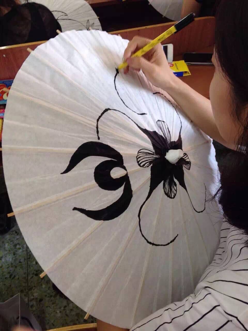 幼儿园儿童diy空白纸伞手工绘画伞白色涂鸦手绘彩绘工艺伞
