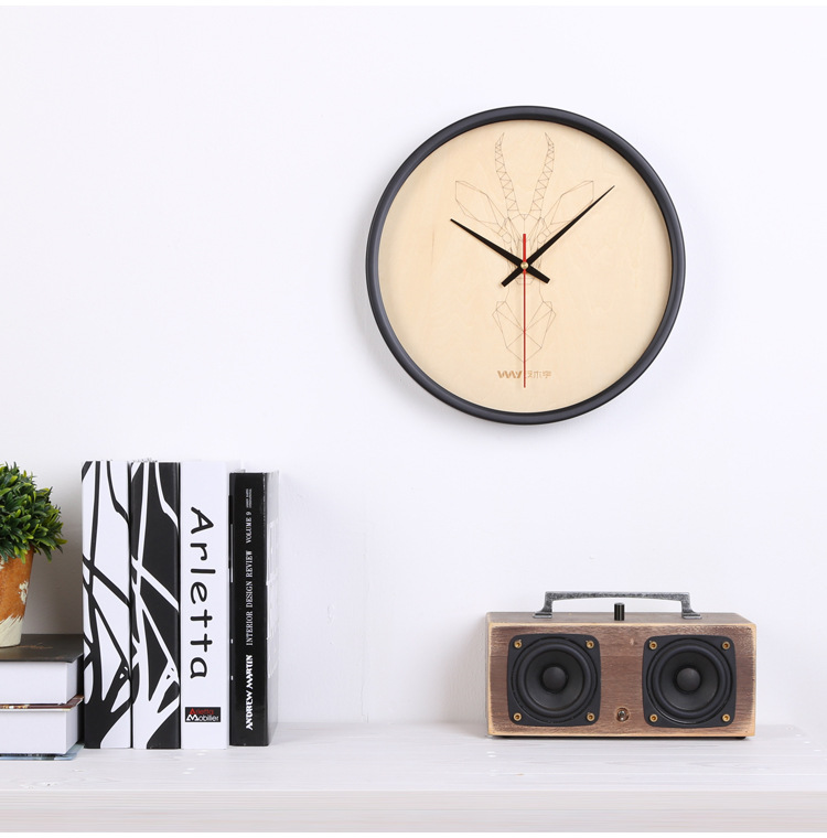 设木宇木质卧室钟表个性创意装饰挂钟客厅现代简约超静音