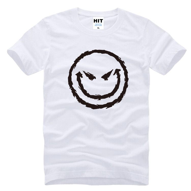 厂家直销 纯棉男式短袖t恤 evil smiley face 邪恶的笑脸 搞笑 酷