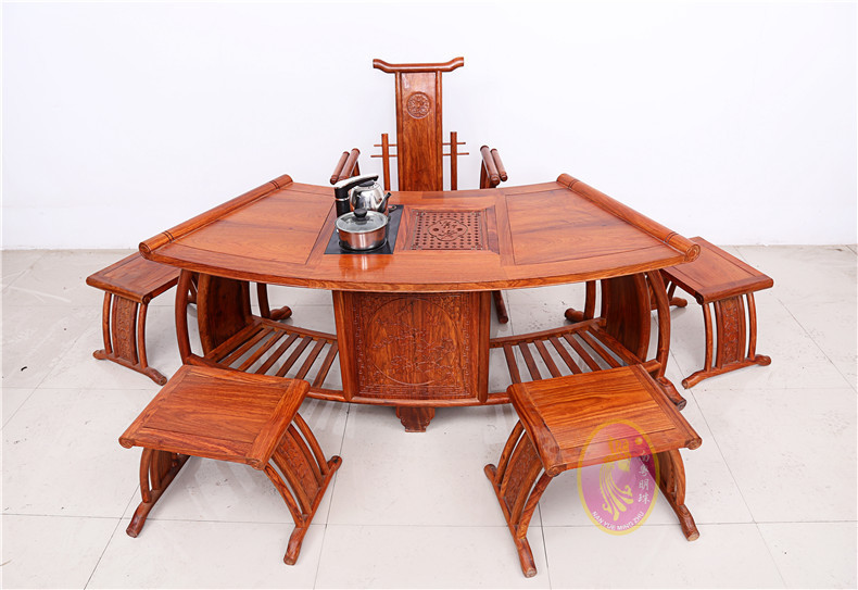 扇形茶桌红木家具功夫茶桌中式特价非黄中式组合茶台 - 中国家具批发