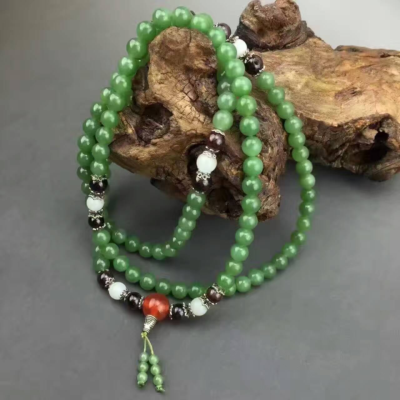 新疆和田碧玉108颗手链女款佛珠手串玉手链转运辟邪精美项链