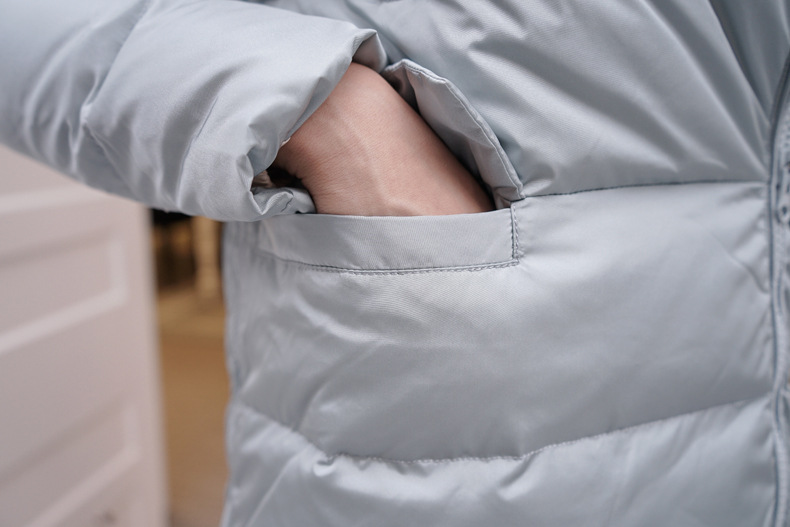 韩版简约纯色女士羽绒服中长款冬季御寒白鸭绒保暖外套修身棉服饰