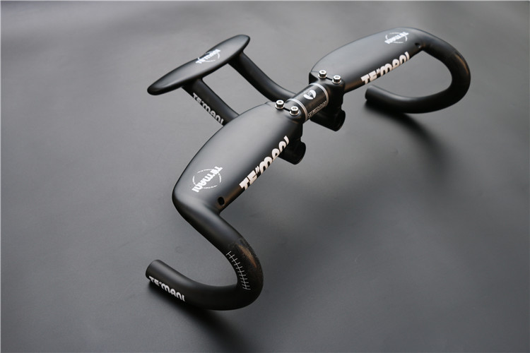 正品temani 全碳纤维带延伸把公路自行车弯把 跑车把 内走线弯把