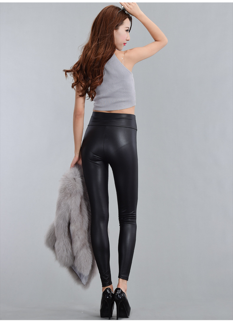 皮裤 高腰加厚哑光外穿显瘦紧身打底裤秋冬款 冬季亚光pu加绒皮裤女