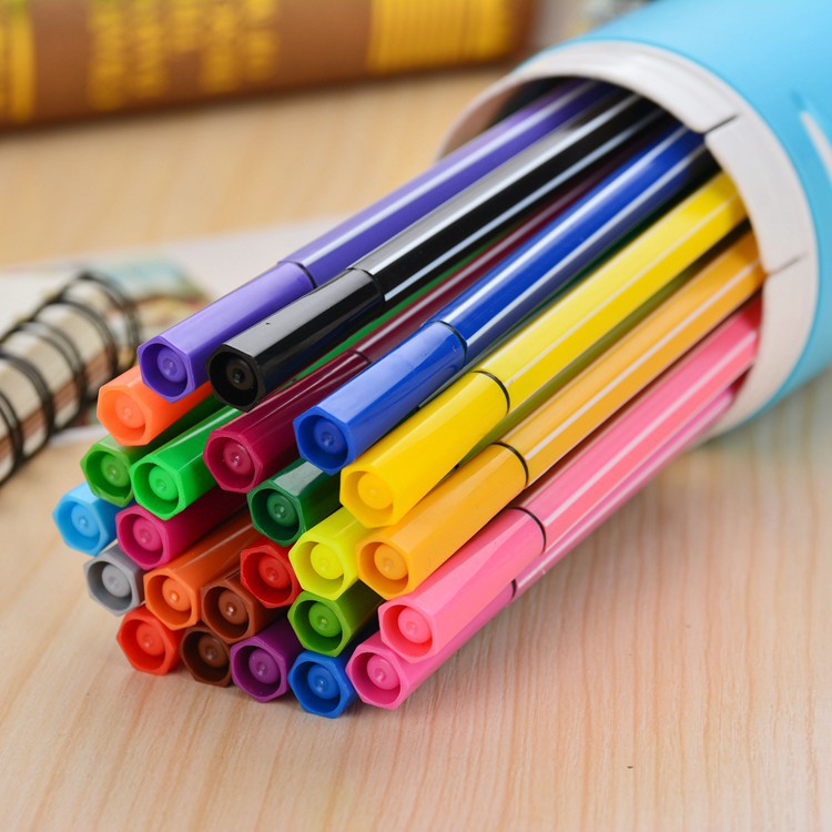 24色可水洗水彩笔 筒装画笔 儿童绘画文具用品画具批发 668-24