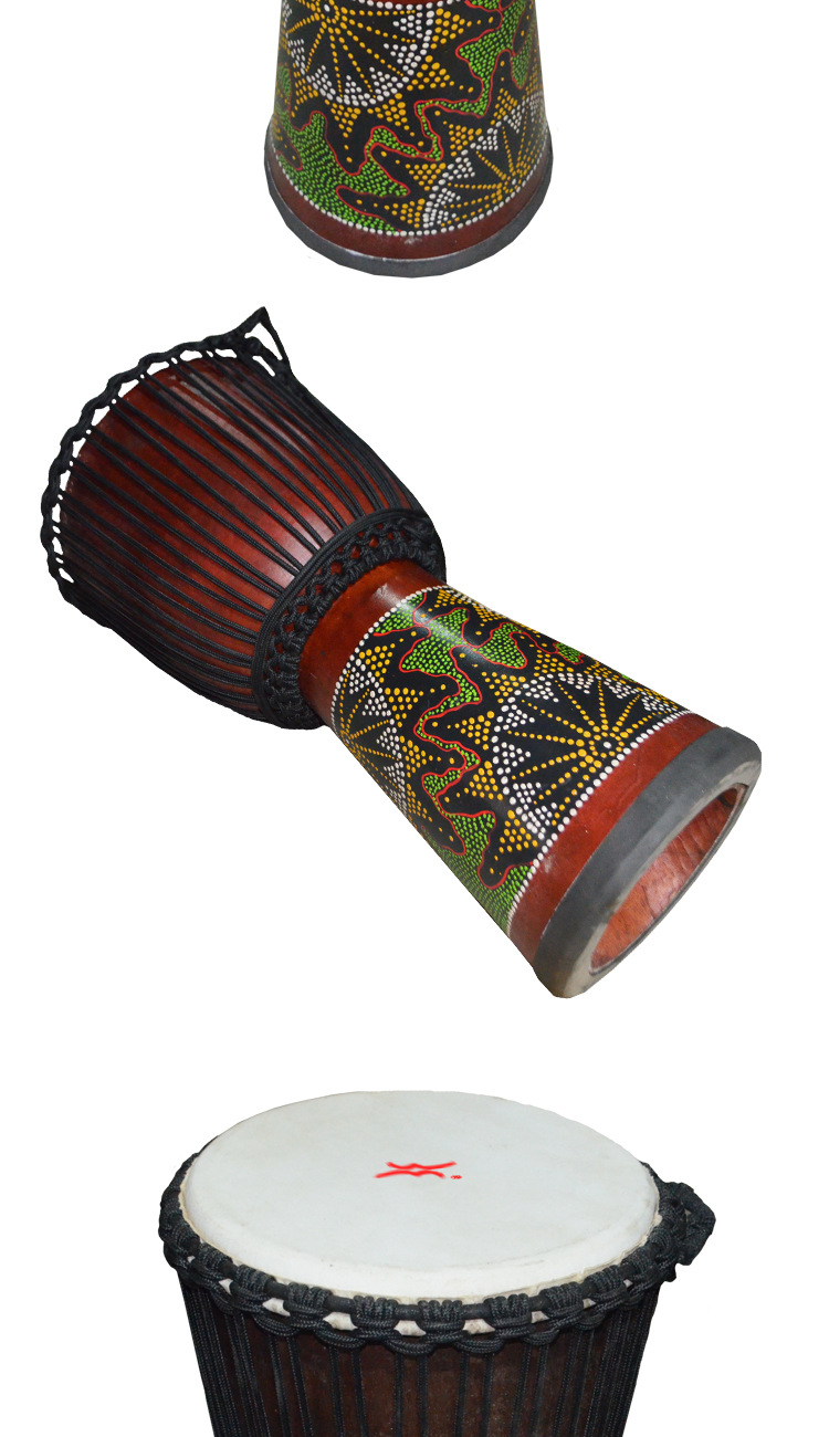 厂家直销 新款12寸进口整木彩绘非洲鼓 高档手鼓 纯天然山羊皮