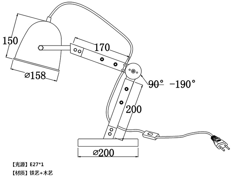 台灯td-4410办公护眼led台灯学生 铁艺复古原木装饰灯具一件批发
