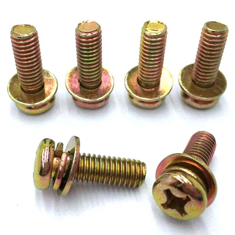 彩锌圆头三组合螺丝 元头三组合螺丝钉 小盘头三组合螺丝钉m2-m8
