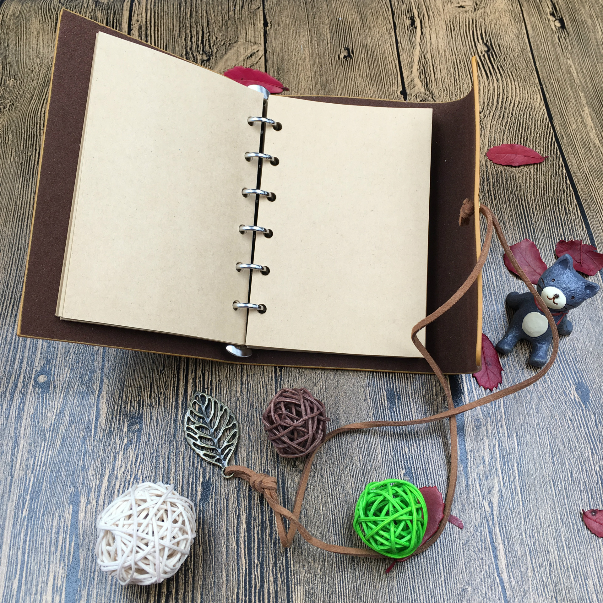 定制a7小款树叶本记事本笔记本活页本 复古旅行日记本创意皮本子