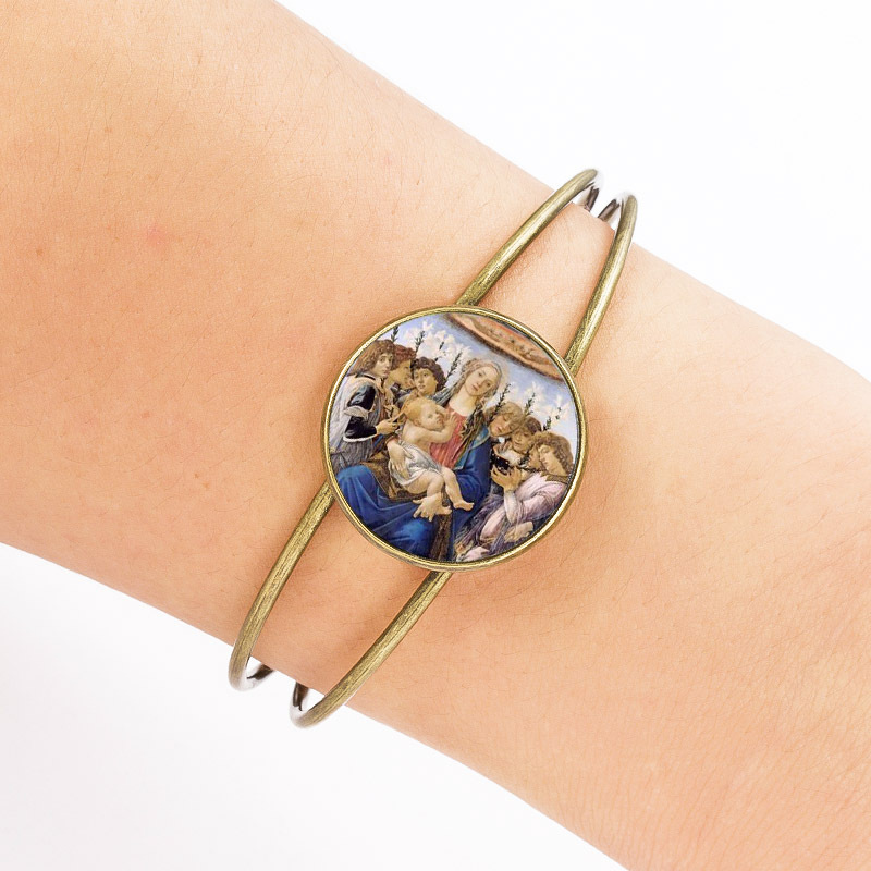 obey爆品新款 欧美风基督教圣母耶稣时光宝石开口手镯 厂家货源