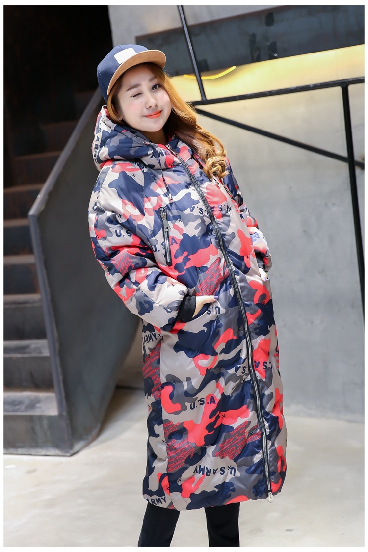 迷彩刺绣棉服女棉袄加肥加大码女装胖mm特大棉衣韩版一件代发