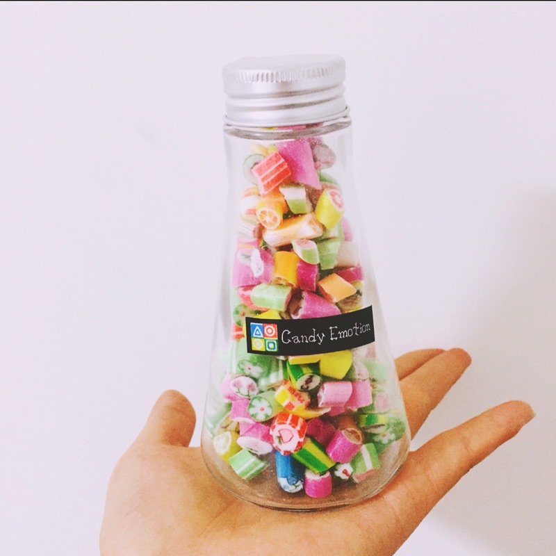 厂家直销密封铝盖锥形手工糖果玻璃瓶许愿瓶漂流瓶创意密封糖果罐