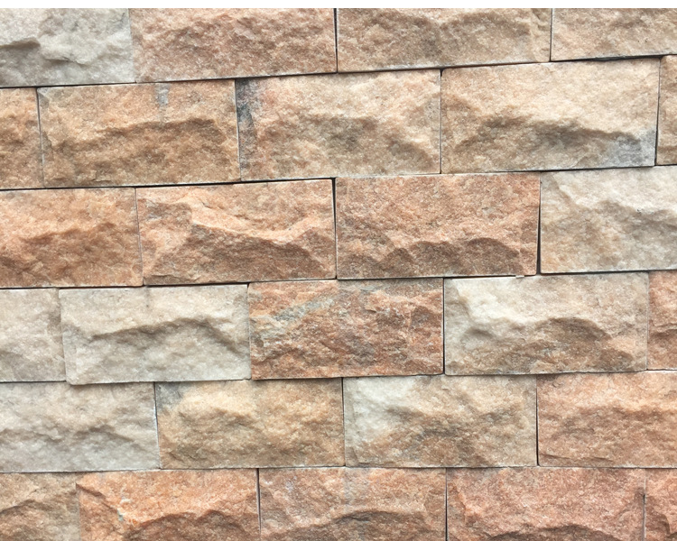 天然文化石蘑菇石板岩粉水晶别墅外墙砖文化砖花园围墙砖粉红石.