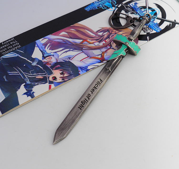 动漫钥匙扣刀扣批发 刀剑神域亚丝娜细剑闪烁之光刀扣钥匙扣黑色