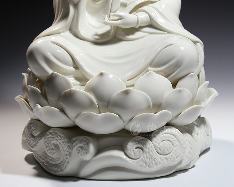 【上美】德化陶瓷多尺寸云莲座杨柳净瓶观音观音坐像观音佛像菩萨