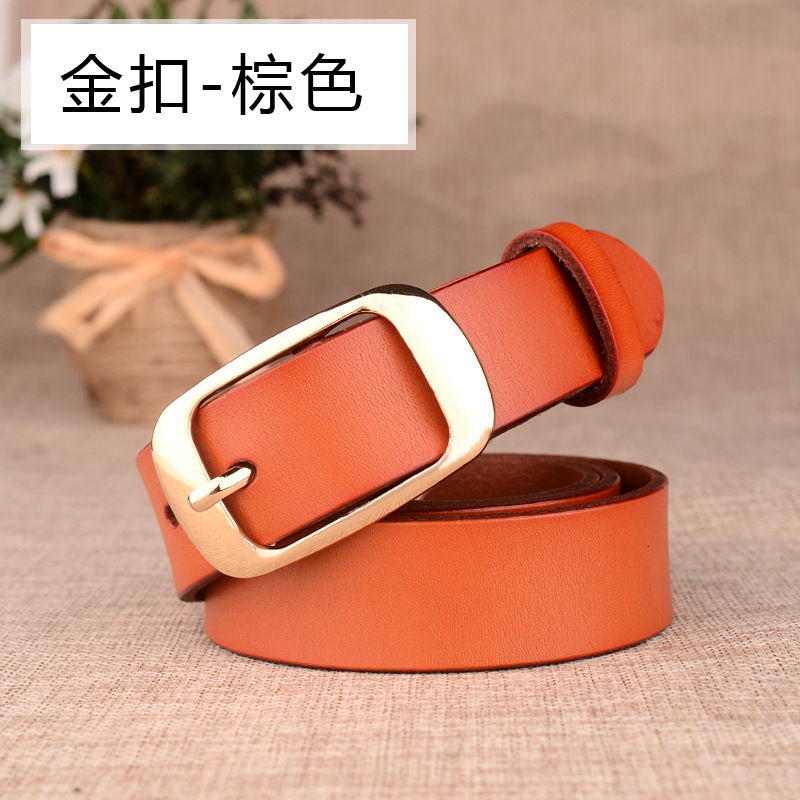 Hot Sale Women's Belt Genuine Leather Women's Genuine Leather Made Korean Belt Decorative Pin Buckle Fashion All-Match Factory Direct Sales