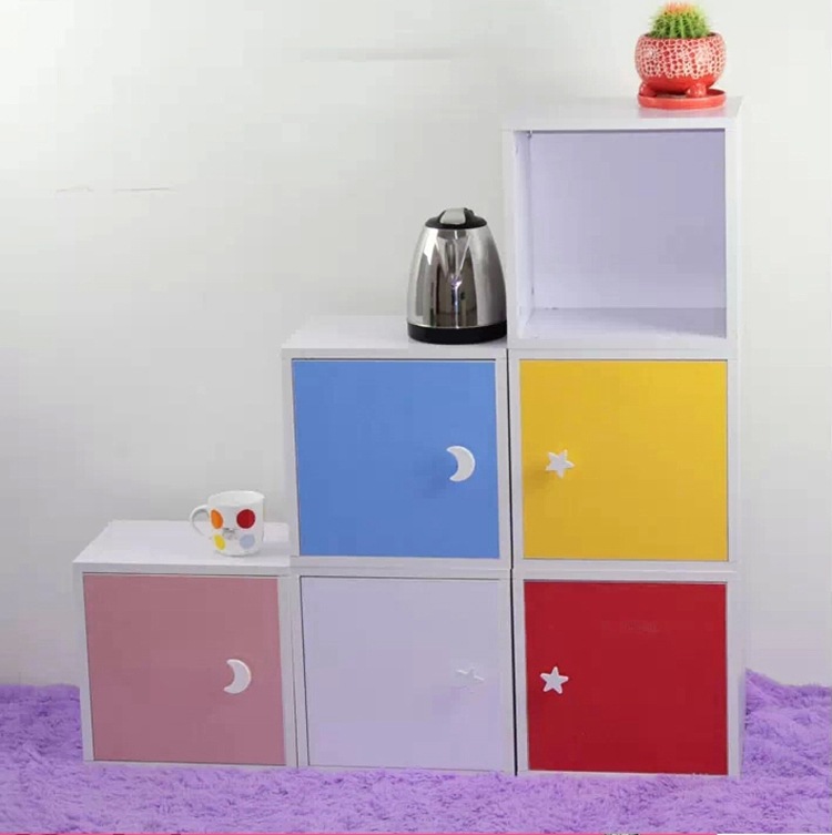 定制彩色简易格子柜自由组合 板式储物收纳柜子 简约带门儿童.