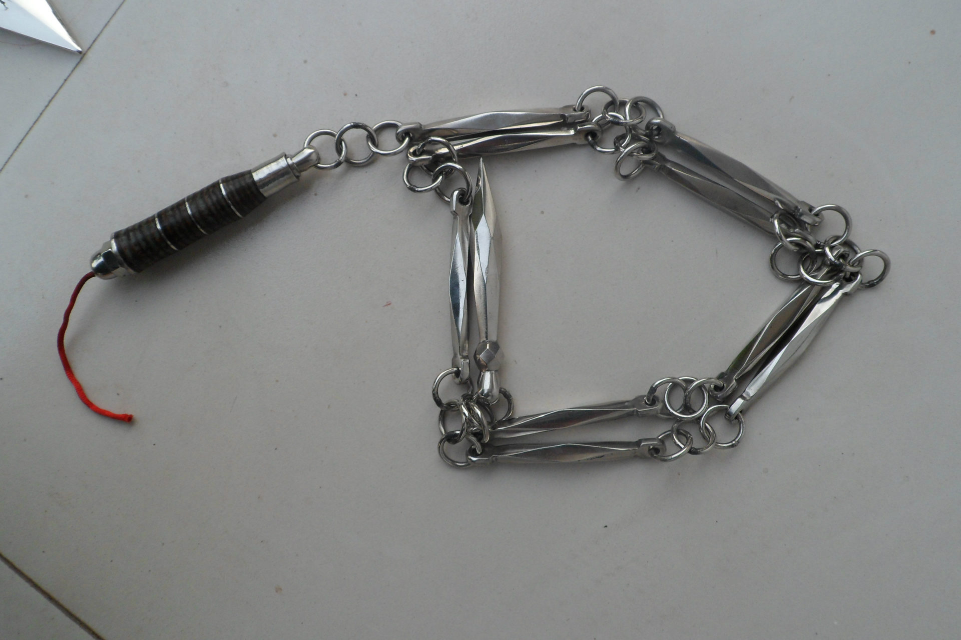 长皮鞭九节鞭武术器材防身鞭子2斤纯不锈钢牛皮把手击剑品二节棍