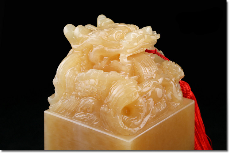 米黄玉盘龙印章摆件松香玉大玉玺篆刻姓名书画书法藏书印玺