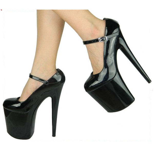 新品20cm跳舞高跟鞋 细跟防水台浅口漆皮夜店钢管舞高跟鞋