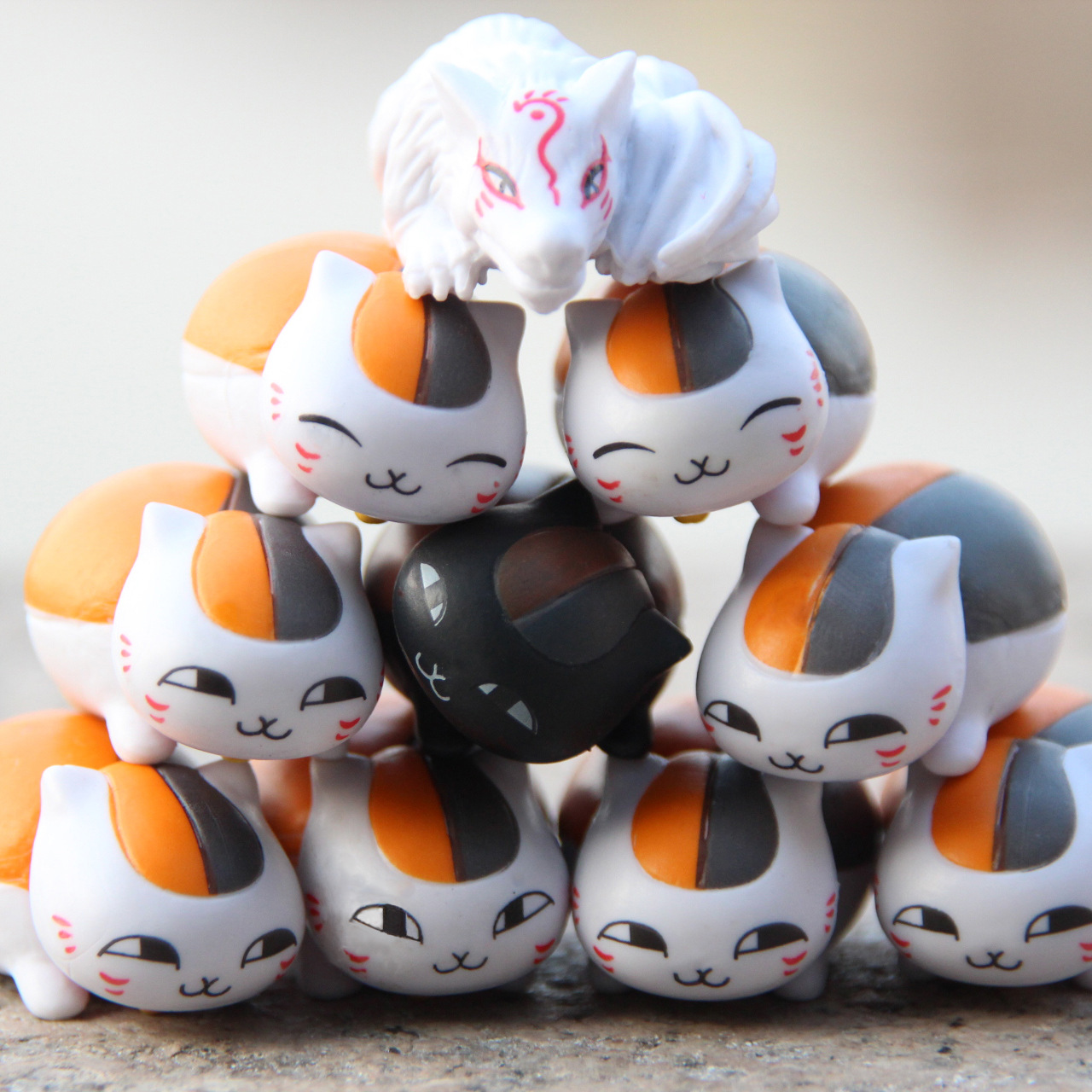 动漫周边卡通批发10款夏目猫叠叠乐猫老师玩具胶公仔玩偶手办摆件