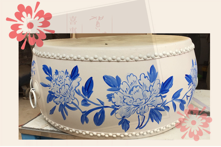 厂家直销 18寸青花瓷鼓 工艺大鼓 彩绘鼓 可定制图案 牛皮鼓 红鼓