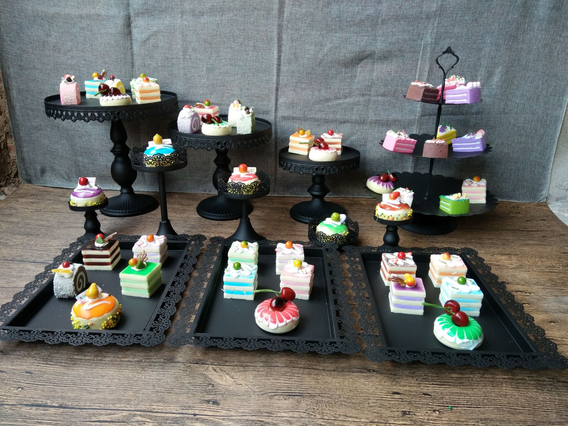 婚礼甜品台蛋糕架套装 婚庆摆台道具蛋糕盘 欧式铁艺点心架12件套