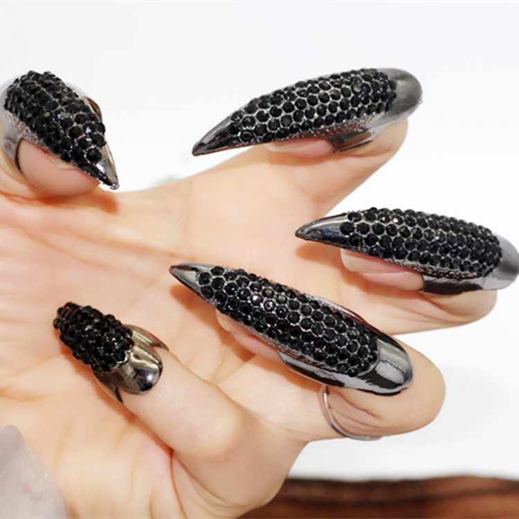 外贸欧美 流行满钻夸张指甲 鹰爪戒指义乌小商品货源 批发