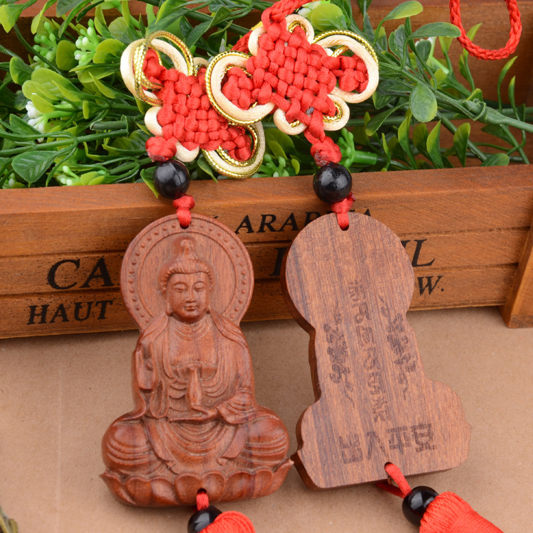 Zhonggong Craft Factory Supplies Rosewood Avalokitesvara Automobile Hanging Ornament Safe Trip Wooden Pendant