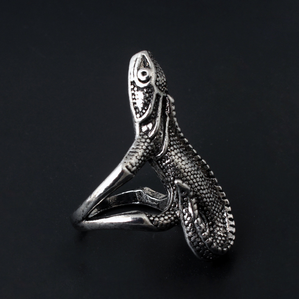 欧美外贸饰品 男个性夸张壁虎不锈钢戒指 指环复古时尚速卖通热销